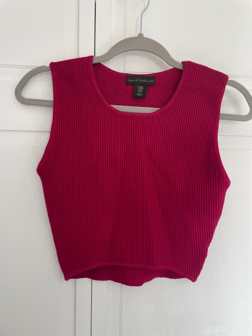 House of Harlow 1960 Ribbed Sleeveless Crop Top - Deep Pink SzM